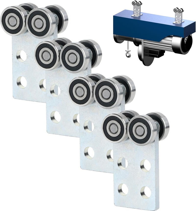 Fuperoo 2 Wheel Trolleys Rollers.Bearing Trolley Assembly.The top of The Trolley has Room for Set Screws, Allowing The use of a 1-5/8" high Strut Channel - Image 1